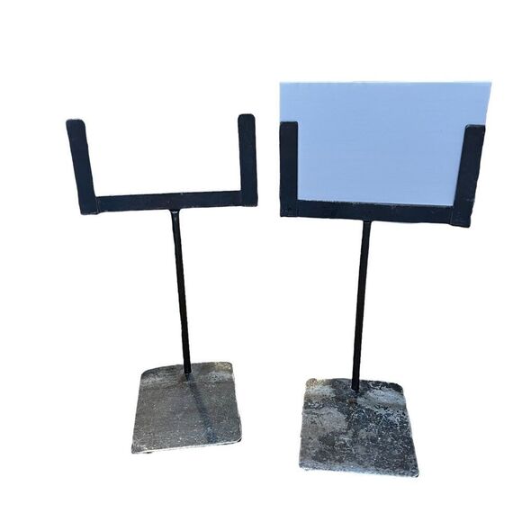 Rustic Black Metal Sign Holders set of 2 - Picture 1 of 3